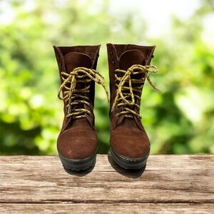 Vintage Eddie Bauer Lace Up Suede Boots Women's 7.5 Italy Brown Silga Lord READ
